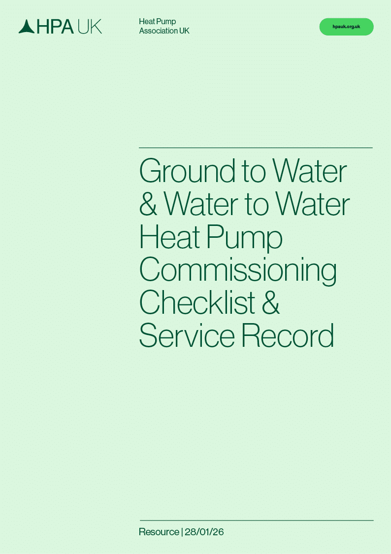 Ground to Water & Water to Water Heat Pump Commissioning Checklist & Service Record