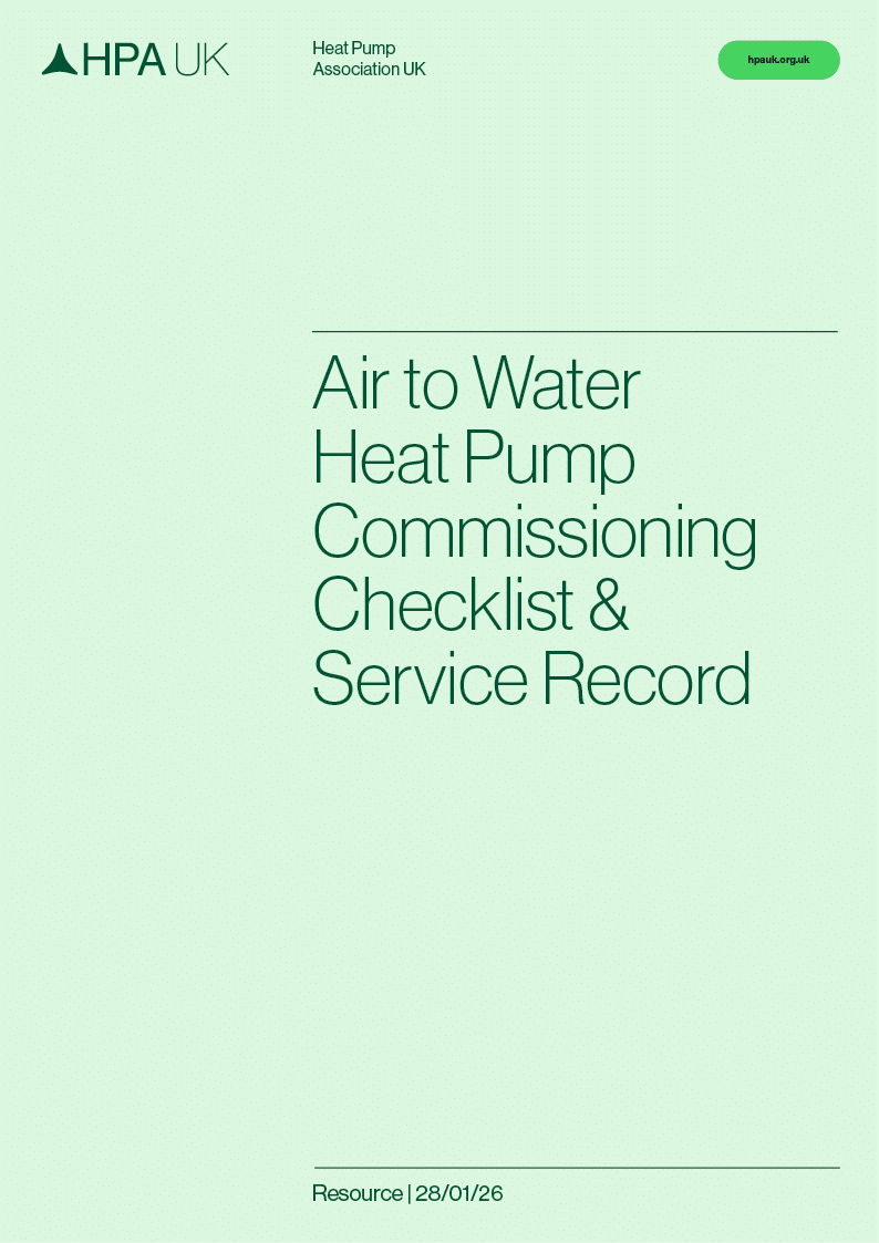 Air to Water Heat Pump Commissioning Checklist & Service Record